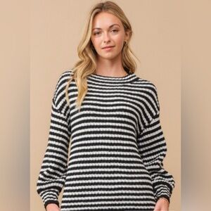 Cozy Casual Black and White Striped Sweater